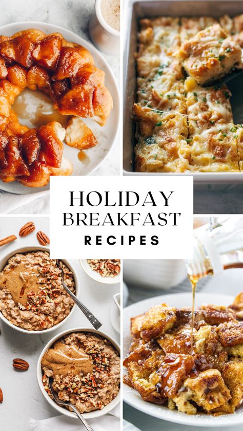 From a decadent French toast casserole to a cheesy egg and croissant bake, these easy holiday breakfast recipes are festive favorites you and your guests will love. Christmas Breakfast Spread, Christmas Day Breakfast Ideas, Christmas Themed Breakfast, Egg And Croissant, Healthy Christmas Breakfast, Gluten Free Christmas Breakfast, Winter Breakfast Ideas, Easy Christmas Breakfast Ideas, Holiday Breakfast Recipes