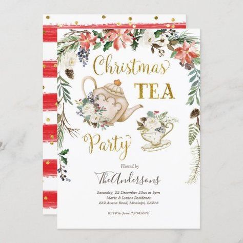 $2.95 | Christmas Tea Holiday Party Invitation #holiday invitation, christmas party invitation, party invitation, holiday party, christmas floral, floral wreath, christmas wreath, christmas tea holiday party invitation, christmas tea-party, christmas tea invitation Tea Bridal Shower Invitations, Spring Tea Party, Christmas Bridal Showers, Christmas Tea Party, Bridal Shower Tea Party, Bridal Tea Party, Holiday Party Invitation, Tea Party Invitations, Bridal Tea