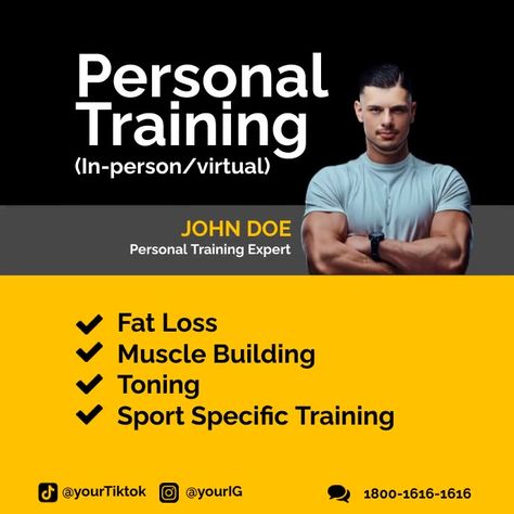 Personal Trainer Marketing, Personal Training Marketing, Gym Flyer, Fitness Poster, Logo Fitness, Personal Coaching, Fitness Flyer, Photoshop Tutorial Typography, Instagram Template Free