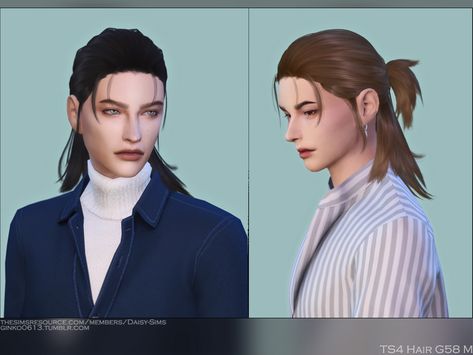 Sims 4 — Male Hair G58 by Daisy-Sims — men's ponytail, half updo 21 colors hat compatible all LODs 13k poly at LOD0 HQ Sims 4 Cc Male Long Hair Ponytail, Male Ponytail Sims 4 Cc, Sims 4 Cc Half Up Half Down Hair Male, Sims 4 Male Hair Ponytail, The Sims 4 Cc Long Hair Male, Sims Cc Ponytail, The Sims 4 Cc Hair Men Long, Sims 4 Cc Mullet Hair, Sims 4 Male Ponytail