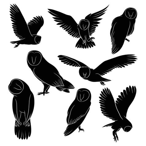 Owl Vector Illustration, Owl Silhouette Tattoo, Owl Silhouette Stencil, Animal Silhouette Stencil, Owl Illustration Art, Bird Jewellery, Animals Silhouette, Owl Silhouette, Owl Graphic