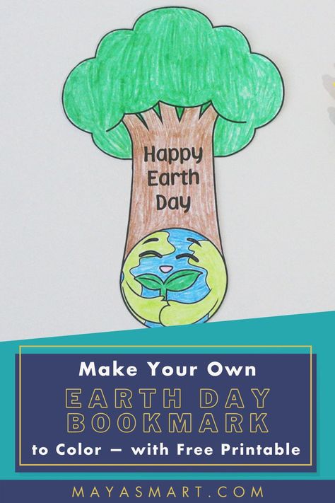 Earth Day is coming up! We're so excited to celebrate early with this fun DIY bookmark craft idea, perfect for kids and parents alike. We've got an easy and simple idea that you can use to help celebrate the environment with your kids. One of our favorites is this DIY bookmark, which is a great way to teach the little ones how important it is to save trees. We made a super easy tutorial so you can make your Earthy Day bookmarks at home—and we've even included a free printable template for you! Environment Crafts For Kids, Earth Bookmark, Earth Day Bookmarks, School Decorations Diy, Jan Brett, Diy Bookmark, Earth Book, Save Trees, Bookmark Craft