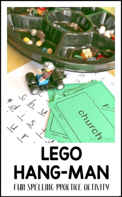 Fun way to practice spelling words inspired by the original Hangman game, but using Lego figurines. Fun Spelling Games, Spelling Practice Activities, Practice Spelling Words, Spelling Word Games, Lego Learning, Hangman Game, Lego Math, Desk Arrangements, Computer Lessons