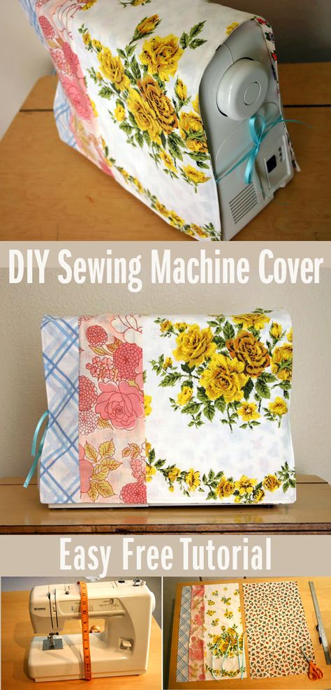 Sewing Machine Cover Easy Tutorial Crochet Sewing Machine Cover, How To Sew A Sewing Machine Cover, How To Make A Sewing Machine Cover, Diy Sewing Machine Cover, Sewing Machine Cover Pattern, Tutorial Sewing, Binding Tutorial, Sewing Machine Projects, Gift Bags Diy