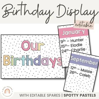 Birthday Display In Classroom, Polka Dot Classroom, Birthday Chart, Joy Decorations, Preschool Room, Birthday Bulletin Boards, Classroom Welcome, Birthday Bulletin, Classroom Decor Bundle