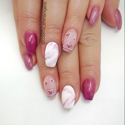 Water Nail Art, Water Marble Nail Art, Water Nails, Water Marble Nails, Marble Nail Designs, Heart Nail Designs, Marble Nail Art, London Nails, Nail Designs Valentines