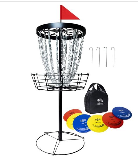 【Anti-rust & Heavy-duty】This disc golf basket is constructed of powder-coated steel frame and zinc galvanized chains, and the center solid support poles measured 1.6”, this Disc Golf Practice Basket with excellent rust and weather resistance can withstand harsh environments, suitable for outdoor practice. “(paid link)”, “#ad” or “#CommissionsEarned”. Disc Golf Discs, Summer Party Games, Disc Golf Basket, Disc Golf Baskets, Disc Golf Courses, Golf Set, Golf Practice, Kids Party Games, Backyard For Kids