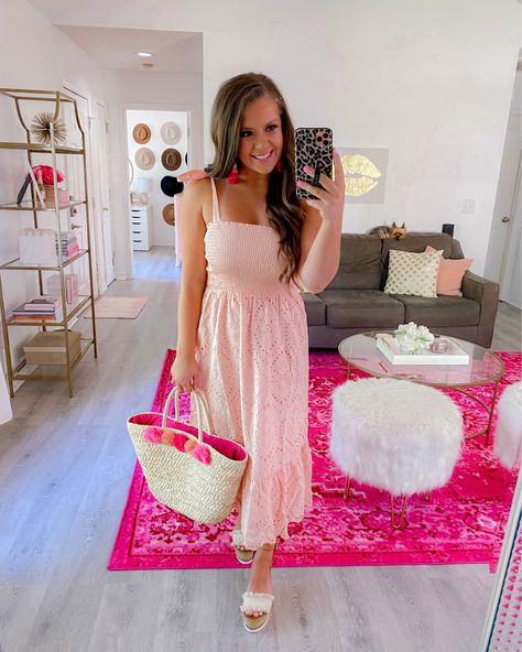 Pink Lily Boutique haul on my IG - @landonhopestevens 💗 This look + SO many more adorable summer looks! Heart Blush, Ltk Outfits, Hat For Summer, Pink Lily Boutique, Straw Tote, Cute Spring, Lace Midi, Wedding Celebration, Outdoor Parties