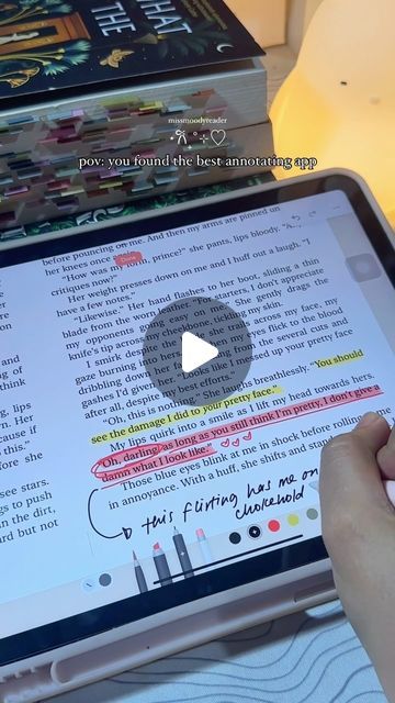 Cha | books + tech content creator ❤︎₊ ⊹ on Instagram: "pov: you found the best annotating app  Ever since I used Zinnia, I get to annotate my ebooks just like how I annotate my physical books! The color options are endless and there are stickers as well and amazing stickers for non artsy friends.  App used @zinnia_journal  📖 Powerless by @laurenrobertslibrary   Q: What can you say about annotating?  #annotatedbooks #bookannotations #bookannotating #annotations #bookreels #bookreelsofinstagram #kaiazer #kaiazeredit #powerless #powerlesslaurenroberts" Annotating Text, Annotating Books, Ipad Essentials, Book Annotation, Fun Stickers, Content Creator, Color Options, Physics, Ipad