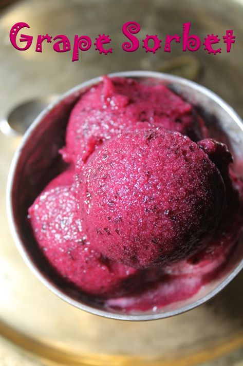 Grape Sorbet Recipe, Georgian Desserts, Grape Popsicles, Grape Sorbet, Sherbet Recipes, Cooking Desserts, Sugared Grapes, Sorbet Recipe, Grape Recipes