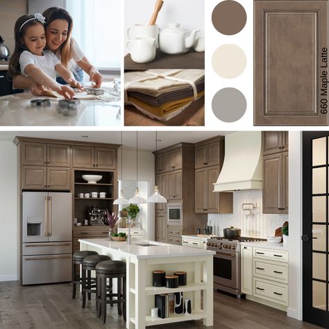 Cappuccino Cabinets Kitchens, Maple Latte Kitchen Cabinets, Maple Latte Cabinets, Latte Kitchen Cabinets, Waypoint Cabinets, Maple Latte, Canyon House, Maple Kitchen Cabinets, Beige Cabinets