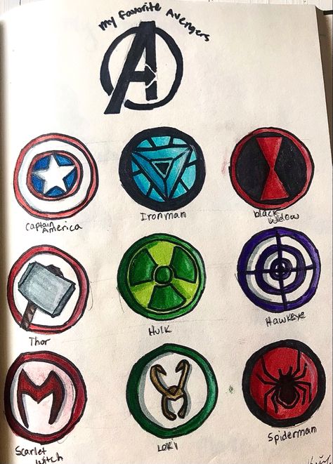 Marvel Avengers Symbols, Iron Man Hand Drawing, Marvel Art Easy, Avengers Doodle Art, Cute Marvel Drawings Easy, Marvel Drawings Easy, Marvel Doodles, Red Skull Marvel, Iron Man Hand