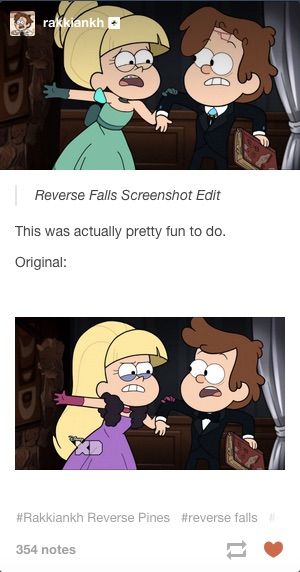 Does anyone know a free program that can do this kind of edit? Dipfica Gravity Falls, Reverse Falls Dipcifica, Reverse Pines, Dipper And Pacifica, Reverse Gravity Falls, Gravity Falls Funny, Gravity Falls Bill, Gravity Fall, Gravity Falls Au