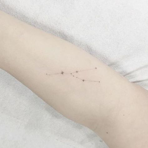 24 Zodiac Sign Tattoos You Need Based On Your Sign - Society19 Star Constellation Tattoo, Leo Constellation Tattoo, Taurus Constellation Tattoo, Aries Constellation Tattoo, Taurus Constellation, Shape Tattoo, Taurus Tattoos, Gemini Tattoo, Constellation Tattoo