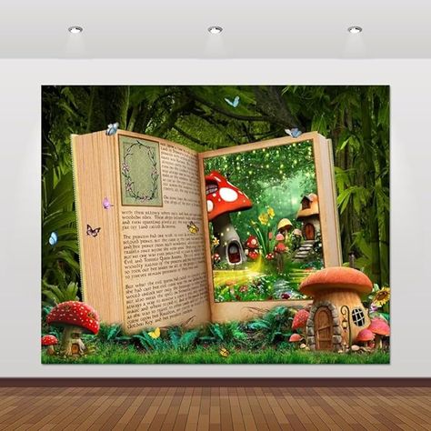 Amazon.com : Spring Enchanted Forest Backdrop 10x8ft Fairy Tale Garden Wonderland Mushroom Jungle Woodland Once Upon a Time Magical Book Background Kids Girls Princess Birthday Party Decorations Banner : Electronics Fairy Tale Background, Baby Birthday Banner, Garden Wonderland, Birthday Banner Photo, Book Backdrop, Forest Backdrop, Princess Birthday Party Decorations, Backdrops Kids, Spa Menu