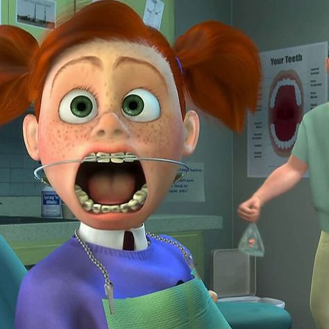 The iconic braces scene. Gotta love it! #braces #funny #movie #loveit #orthodontics #itsfunny #pueblo #visitpueblo #laugh #watchit #nemo #fantastic Braces Funny, Orthodontic Humor, Braces Humor, Red Head Halloween Costumes, Red Hair Costume, Braces Girls, Dental Fun, Dental Braces, Dental Kids