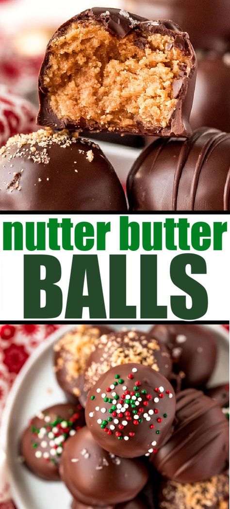 Nutter Butter Balls (or truffles, if you're feeling classy) have just FIVE simple ingredients. They are no-bake, delicious, and perfect for the holidays! | www.persnicketyplates.com Nutter Butter Balls, Sweet Balls, Cookie Balls Recipe, Persnickety Plates, Peanut Butter Balls Recipe, Peanut Butter Truffles, Xmas Treats, Nutter Butter Cookies, Butter Balls