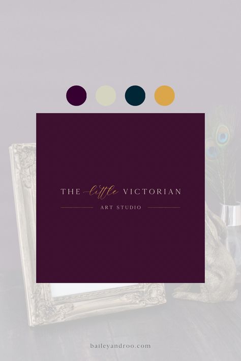 Brand identity design by Bailey & Roo. Luxury art studio logo design. Purple amethyst victorian inspired brand colour palette. Opulent brand colors and branding design. Regal Colour Palette, Luxury Purple Color Palette, Luxury Logo Color Palette, Luxury Color Palette Branding Purple, Purple Brand Palette, Luxury Art Studio, Mulberry Color Palette, Luxury Branding Color Palette, Luxury Colour Palette Branding