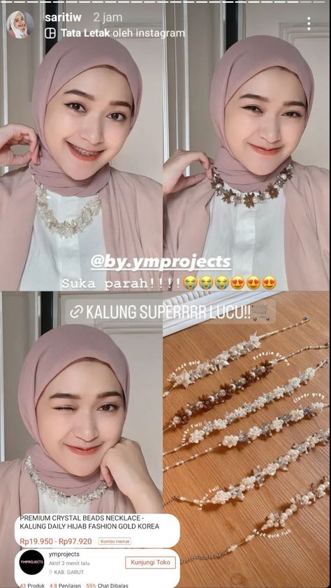 Kalung Hijab, Beaded Diy, Tutorial Hijab, Hijab Tutorial, Hijab Outfit, Handmade Jewellery, Diy Beads, Glow Up?, Body Goals