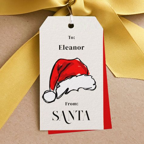 Santa Christmas Tags, Hat Sketch, Santa Claus Gift Tags, Christmas Branding, Sketch Christmas, Christmas Tags Handmade, Diy Christmas Deco, Christmas Sketch, Merry Christmas Gift Tags