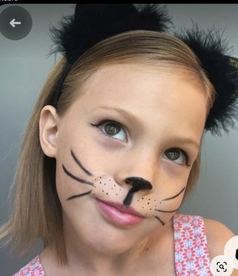 Simple Kitty Face Paint, Face Painting Cat Easy, Kids Kitty Cat Makeup, Easy Kitty Face Paint, Girls Cat Face Paint, Kitty Cat Makeup Kids, Cat Face Paint Simple, Kid Cat Face Paint, Cat Face Paint Easy For Kids