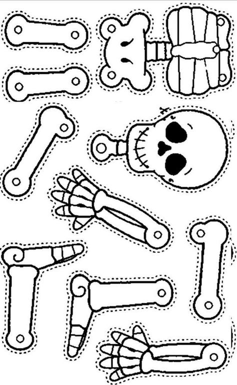 Skeleton For Kids, Skeleton Template, Skeleton Craft, Preschool Creative Art, Bricolage Halloween, Paper Flower Patterns, Halloween Worksheets, Halloween Printables Free, Halloween Classroom