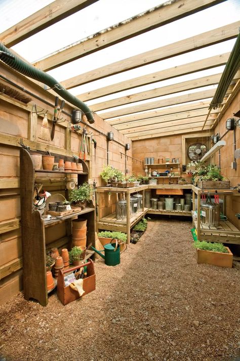 Wraparound Work Surface Shed Conversion Ideas, Garden Shed Interiors, Potting Benches, Estate Design, Veg Patch, Shed Organization, Greenhouse Shed, Greenhouse Ideas, Greenhouse Plans