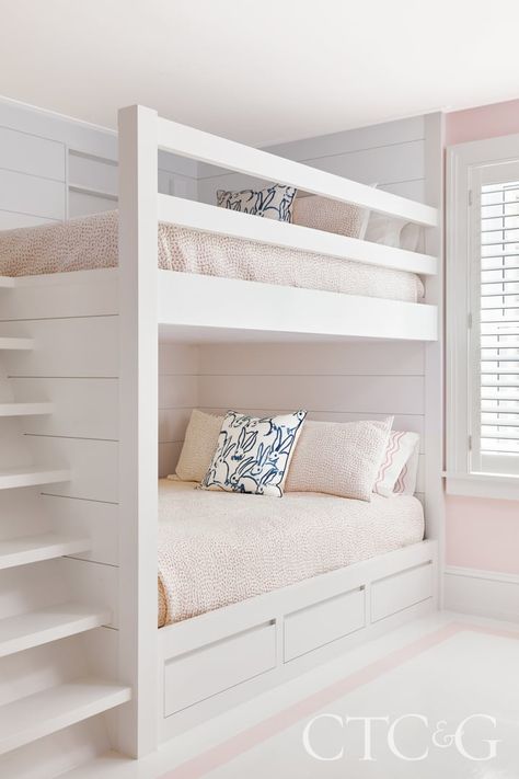 Tour a Nantucket Retreat With Bright Interiors - Cottages & Gardens Room Renovation Bedrooms, Girls Bunkbed Bedroom Ideas, White Bunk Bed, Bunk Beds For Girls Room, Bunk Bed Room, Bed For Girls Room, Girls Bunk Beds, Modern Bunk Beds, Bunk Beds Built In