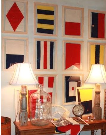 Easy to copy and paint onto squared canvases and put on bedroom wall Nautical Flag Art, Flag Wall Decor, Deco Marine, Nautical Room, Nautical Inspiration, Signal Flags, Flag Display, Nautical Flags, Framed Flag