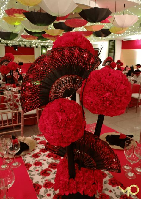 Flamenco Party Theme, Flamenco Party Decoration, Flamenco Themed Party Spanish Style, Spanish Decorating Ideas Party, Flamenco Party Decoration Spanish, Spanish Theme Party Decorations, Spanish Decorations Party, Spanish Night Party, Spanish Party Decor