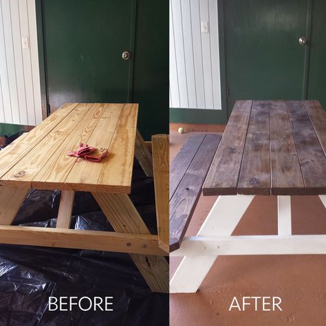 Chic Picnic Table, Painted Picnic Tables, Picnic Table Makeover, Chic Picnic, Diy Picnic, Diy Picnic Table, Eating Table, Country Diy, Table Diy