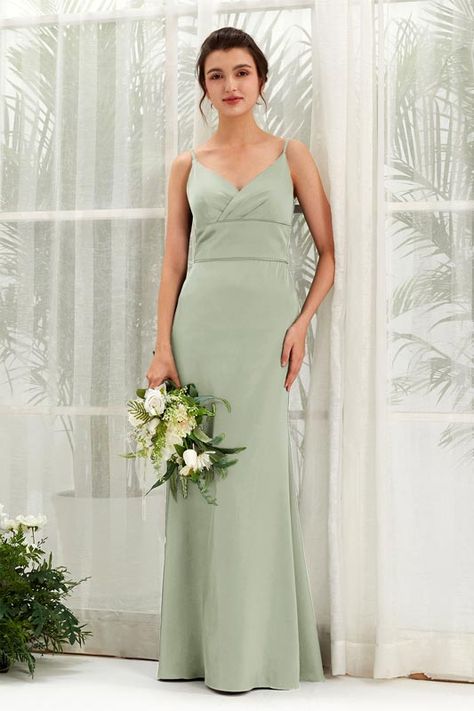 Sage Green Satin Bridesmaid Dresses - eDressit.com Evening Gala, Mermaid Bridesmaid Dresses, Dress Mermaid, Wedding Party Dress, Satin Roses, Long Bridesmaid Dress, Satin Bridesmaid Dresses, Empire Dress, Wedding Bridesmaid Dresses