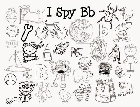 My sons love I Spy games, books, jars, you name it... I created these beginning letter sound I Spy coloring pages for the whole alphabe... I Spy Letter Sounds, I Spy Letters Free Printable, Alphabet Sounds, Kindergarten Letters, Letter Sound, Abc Activities, Kindergarten Fun, Preschool Literacy, Preschool Letters