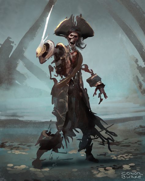 ArtStation - Speedpaintings, Conor Burke Undead Pirate, Anime Pirate, Pirate Skeleton, Creature Fantasy, Pirate Bay, Pirate Games, Pirates Cove, Zombie Art, Pirate Art