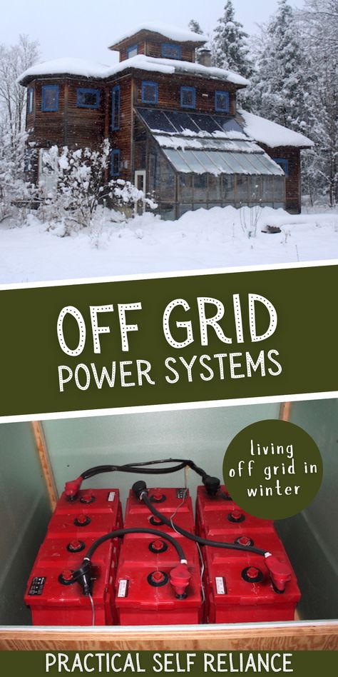 Maintaining Off Grid Power Systems in Winter - Living off grid in winter comes with its struggles. From maintaining off grid power systems to making sure our off grid water system doesn't freeze. off grid living for beginners | off grid winter living | winter off grid living | off grid solar power Building A Cabin Off Grid, Building Off The Grid Home, Off Grid Power How To Build, Off Grid Cooking Recipes, Off Grid Washer And Dryer, Off Grid Ac, Off Grid Kitchen Appliances, Off Grid Survival Projects, Off The Grid Paint Color