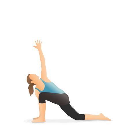 Yoga Pose: Lunge on the Knee with Arm Extended Up | Pocket Yoga Extended Side Angle Pose Yoga, Side Angle Pose, Crescent Lunge, Side Angle, Yoga Journal, Pose Yoga, Yoga Art, Yoga Pose, Yoga Sequences