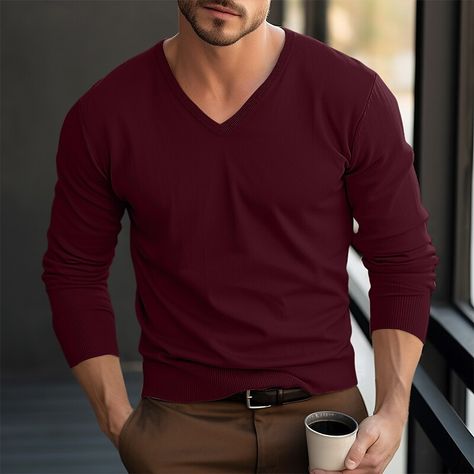 Sweaters For Men Fashion, Red Knitted Sweater Men, Sweater Jumper Dress, Classic Red V-neck Sweater For Winter, Sweaters Dress, Luxury Men's V-neck Sweater For Workwear, Xmas Sweaters, Christmas Sweater Dress, Men's Luxury Classic V-neck Sweater