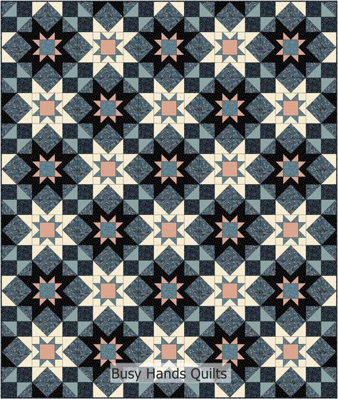 Adeline Quilt Pattern by Busy Hands Quilts Quilt Patterns For King Size Bed, King Size Quilt Patterns, Masculine Prints, Queen Size Quilt Pattern, Aztec Quilt, Quilt Layouts, Rail Fence Quilt, Heart Quilt Pattern, Tumbling Blocks