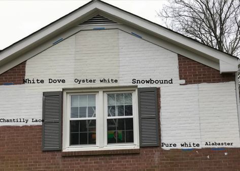 Popular White Paint Colors, White Exterior Paint Colors, Painted Brick Exteriors, White Exterior Paint, White Exterior Houses, Painted Brick House, Best White Paint, Exterior House Color, Exterior Paint Color