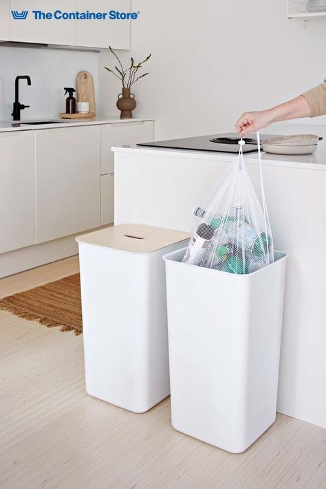 Make recycling an easy, automatic part of your routine with this bin from SmartStore. Streamlined and sustainably designed, it's sized to fit just about any kitchen--even small spaces. Use it as an all-purpose collection bin, a material-specific sorter, or even a laundry hamper. It's a breeze to carry and empty. To complete the look, a sturdy custom-fit bamboo lid is available separately. Neat Method, Declutter Bedroom, Bamboo Care, Traditional Shelves, Tea Decor, Pegboard Accessories, Wardrobe Solutions, Recycling Sorting, The Home Edit