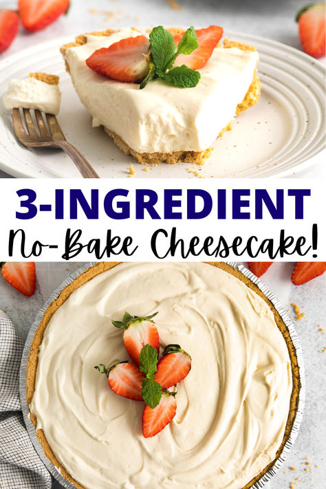 Easy Cheesecake Recipes No Bake 4 Ingredients Cream Cheeses, Easy No Bake Cheesecake 4 Ingredients, Three Ingredient Cheesecake, Cream Cheese Desserts Easy, 3 Ingredient Cheesecake, Condensed Milk Recipes Desserts, Simple Cheesecake, Best No Bake Cheesecake, Milk Recipes Dessert