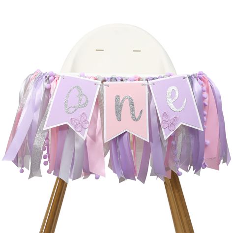 PRICES MAY VARY. PINK AND PURPLE BUTTERFLY 1ST BIRTHDAY BANNER: it's the butterfly's first birthday! Decorate her high chair with our adorable butterfly banner and turn it into a whimsical perch fit for a fairy princess. With the adorable and charming first year butterfly ornament dancing in the wind, it's a day filled with giggles, twirls and memories as precious as butterfly kisses. Get ready for a fun-filled celebration! BUTTERFLY 1st BIRTHDAY DECORATION: This child's dreamy 1st birthday bann Purple One Year Old Birthday Party, Purple First Birthday Party, Purple Butterfly First Birthday, Birthday Decorations Butterfly, 1st Birthday Butterfly, 1st Birthday Highchair Banner, Butterfly Banner, Pink Purple Butterfly, Butterfly 1st Birthday