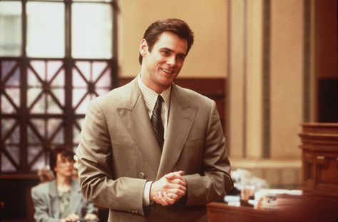 "Liar Liar" movie still, 1997.  Jim Carrey as Fletcher Reede. Jim Carrey Liar Liar, Jim Carrey Movies, Recovery Humor, Amanda Donohoe, Liar Liar, 40th Quote, Raised Eyebrow, Jim Carrey, Action Film