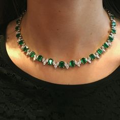 In honor of #MastersSunday, here is the matching necklace to the #OscarHeyman bracelet we posted on Thursday. The breathtaking green of… Green Emerald Necklace, Birthday Necklace Gift, Black Diamond Earrings, Diamond Tennis Necklace, Diamond Heart Ring, Marquise Cut Diamond, Tennis Necklace, Emerald Jewelry, Diamond Pendant Necklace