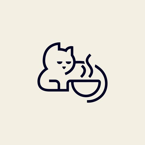 Cat Cafe Logo, Cafe Logo Design, Dog Cafe, Cafe Ideas, Cat Vector, Coffee Logo, Cafe Logo, Cat Cafe, Abstract Logo