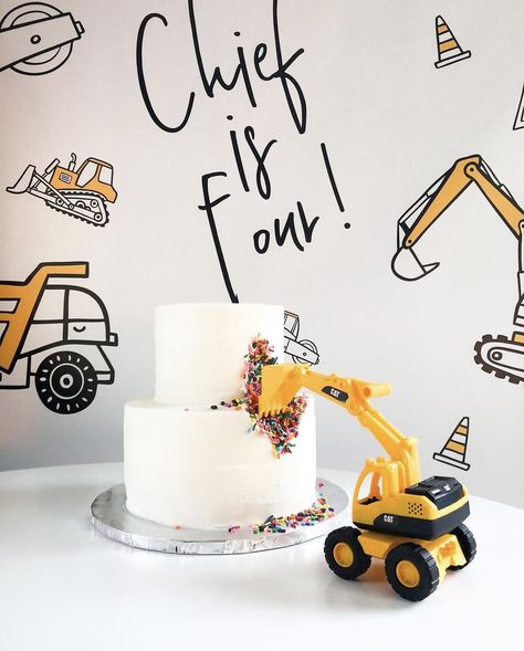 Truck Cake Ideas, Construction Theme Birthday Party, 2nd Birthday Party For Boys, Construction Theme Party, Truck Cake, Boys First Birthday Party Ideas, Truck Cakes, Farm Cake, Second Birthday Ideas