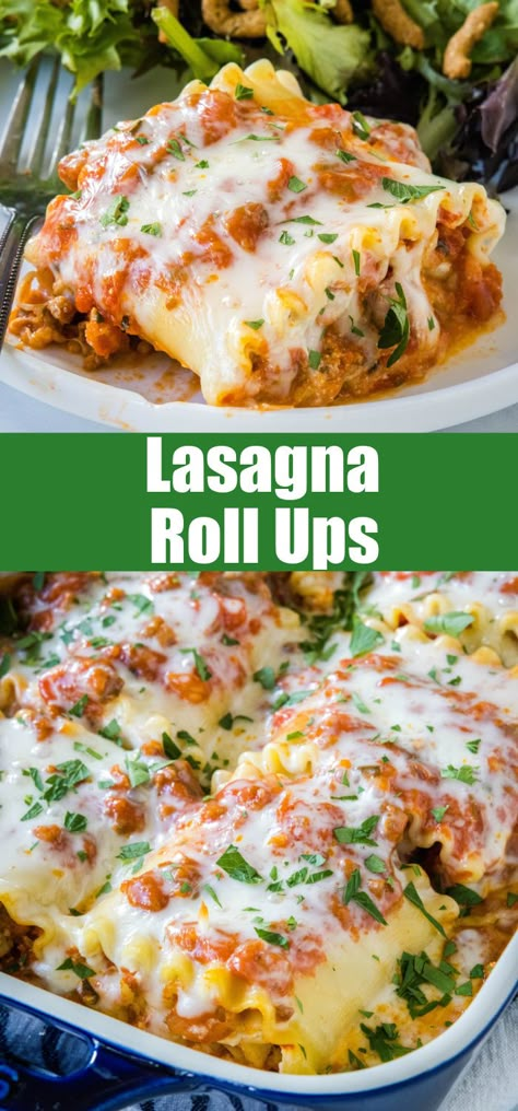 Lasagna roll ups are a fun spin on classic lasagna. This recipe is packed with savory meat sauce and melty cheese, and it's easy to customize! #lasagnarollups #lasagna #mealprep Roll Ups Appetizers, Meat Roll Ups, Easy Lasagna Roll Ups, Meat Roll, Spinach Lasagna Rolls, Homemade Meat Sauce, Lasagna Roll Ups, Roll Ups Recipes, Lasagna Rollups