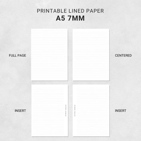 Free Printable Graph, Lined Paper - A4, A5, Letter, Half - Noty Studio Printable Lined Paper, Lined Paper, Spreads, Free Printable, Free Printables