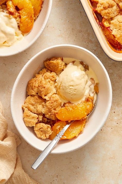 Dairy Free Peach Cobbler - Cook Nourish Bliss Dairy Free Peach Cobbler, Peach Cobbler Recipe With Cake Mix, Dairy Free Whipped Topping, Cobbler Dump Cake, Vegan Peach Cobbler, Peach Cobbler Dump Cake, Fresh Peach Cobbler, Easy Peach Cobbler, Peach Dump Cake