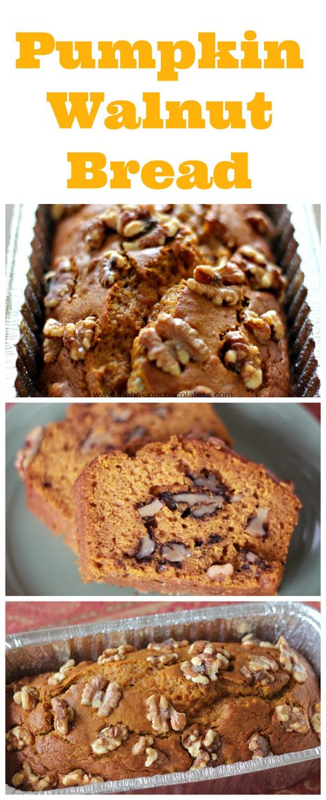 Pumpkin Walnut Bread Homemade Dessert Bread, Pumpkin Walnut Bread, Pumpkin Pecan Cobbler, Walnut Bread Recipe, French Delicacies, Recipes With Yeast, Easy Pumpkin Pie, Walnut Bread, Pumpkin Recipes Dessert